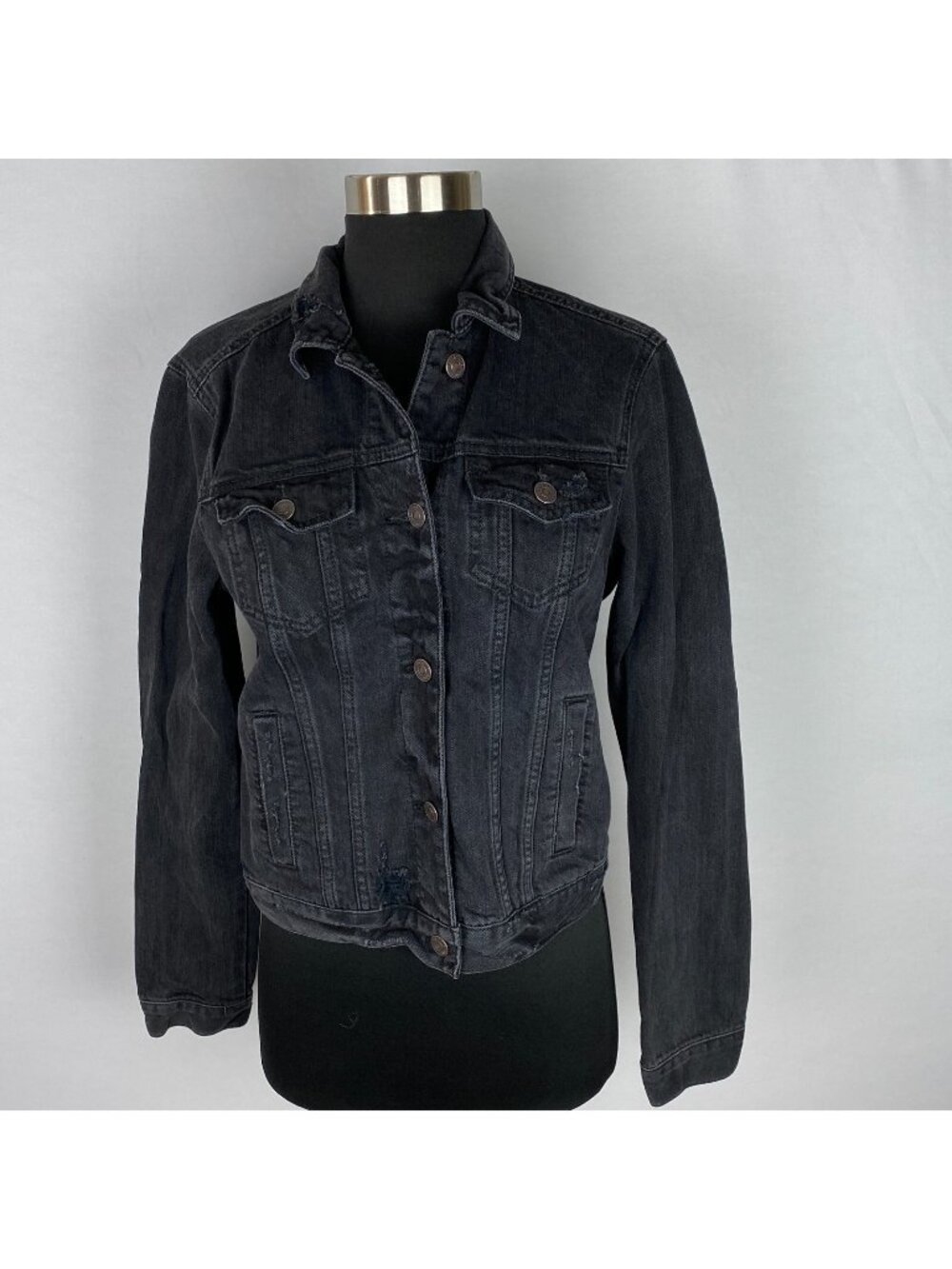 Abercrombie & Fitch Irregular Jean Jacket Womens Black Button Down Jean Jacket S